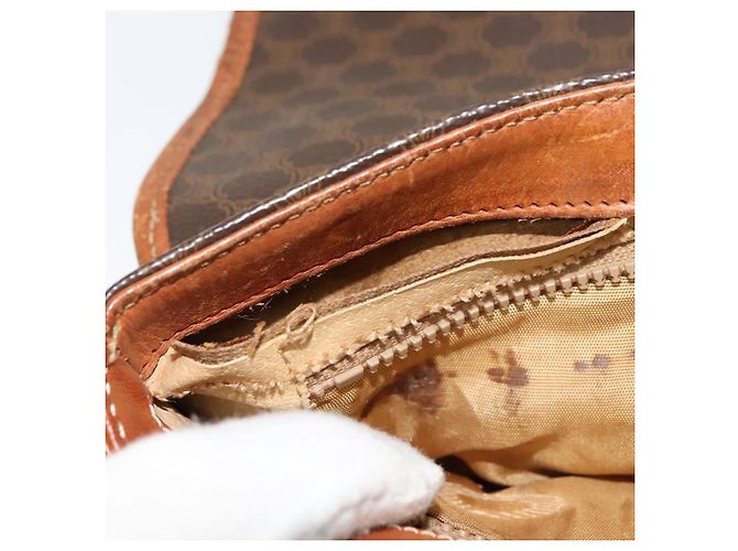 Céline Borsa a Spalla in Tela Macadam CELINE in Pelle PVC Marrone Oro Auth gh672 D'oro - vista 23
