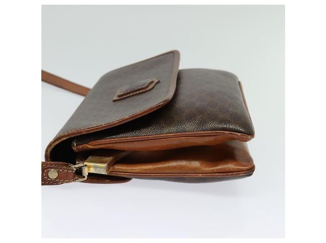 Céline Borsa a Spalla in Tela Macadam CELINE in Pelle PVC Marrone Oro Auth gh672 D'oro - vista 4