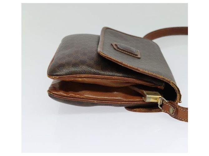 Céline Borsa a Spalla in Tela Macadam CELINE in Pelle PVC Marrone Oro Auth gh672 D'oro - vista 5