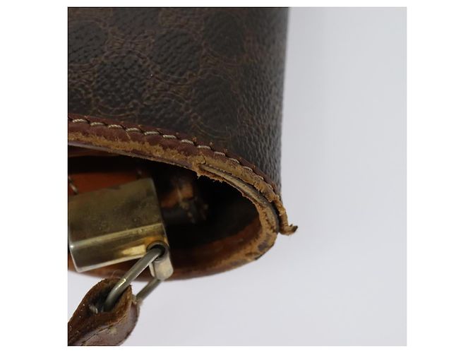 Céline Borsa a Spalla in Tela Macadam CELINE in Pelle PVC Marrone Oro Auth gh672 D'oro - vista 9