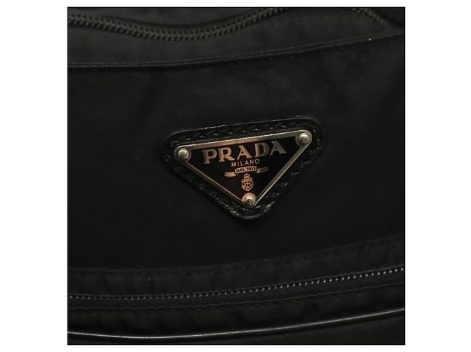 Borsa a Spalla PRADA in Nylon Nero Argento Autentica ki5954 - vista 14