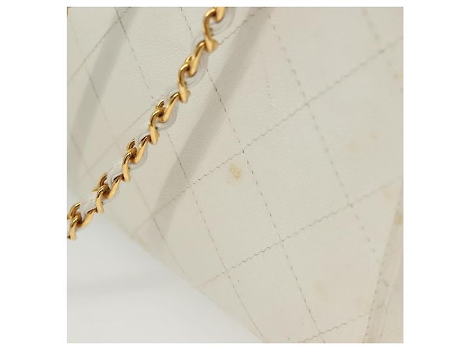 CHANEL Matelasse Chain Shoulder Bag Caviar Skin White Gold CC Auth gh580 Golden - view 4