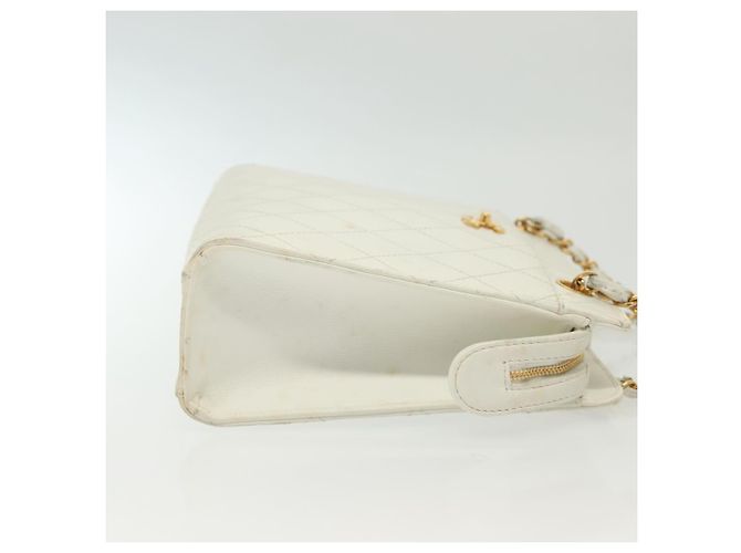 CHANEL Matelasse Chain Shoulder Bag Caviar Skin White Gold CC Auth gh580 Golden - view 5
