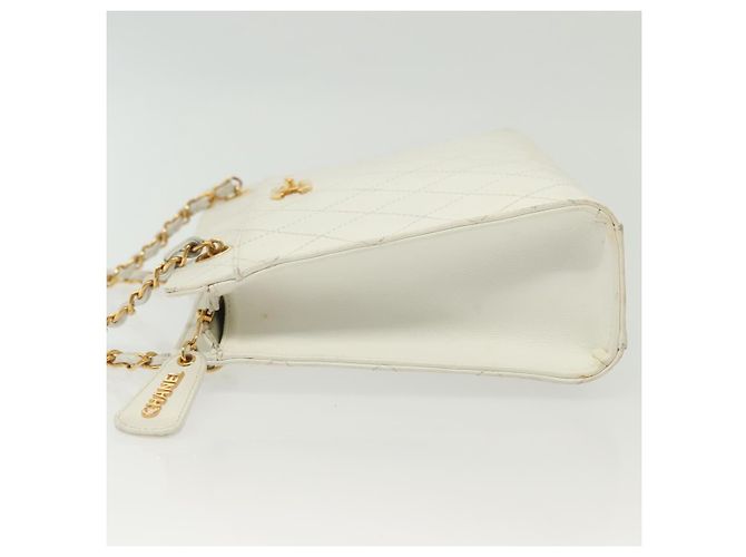 CHANEL Matelasse Chain Shoulder Bag Caviar Skin White Gold CC Auth gh580 Golden - view 6