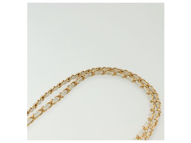 CHANEL Matelasse Chain Shoulder Bag Caviar Skin White Gold CC Auth gh580 Golden - view 9