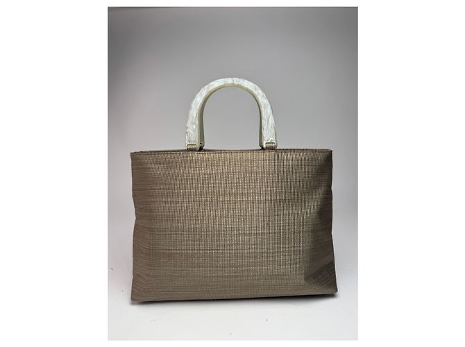 Vintage Givenchy Canvas-Handtasche Grau/Silber - Ansicht 15