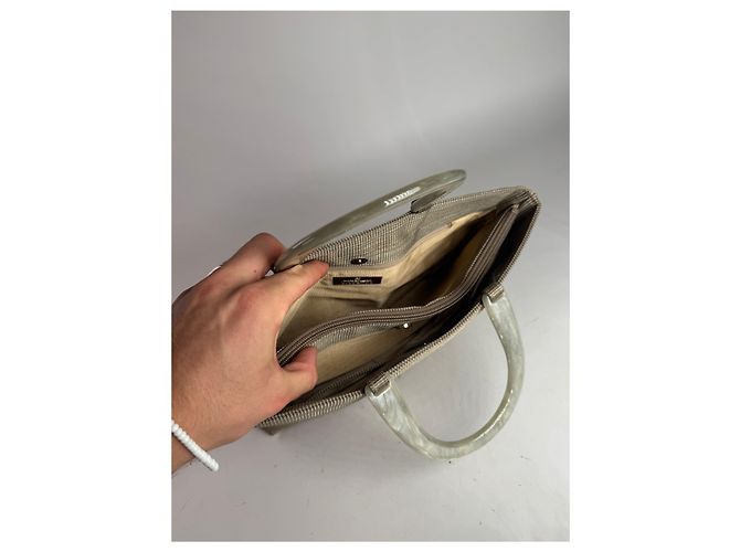 Vintage Givenchy Canvas-Handtasche Grau/Silber - Ansicht 3