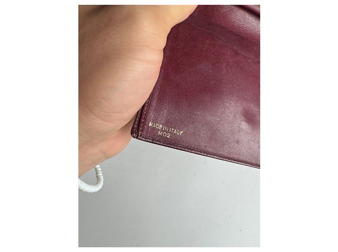 Céline Vintage Celine Triomphe Monogram Suede Leather Wallet Burgundy Purple - view 6