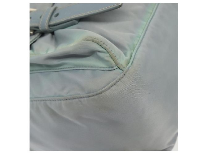 PRADA Schultertasche aus Nylon Hellblau Silber Authentisch ki5926 - Ansicht 11