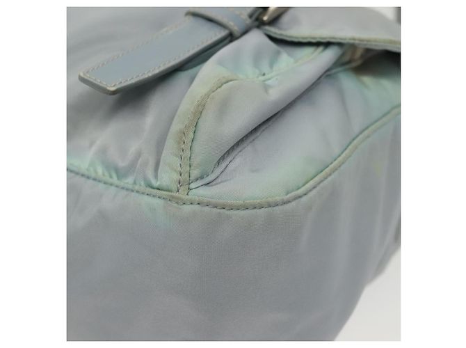 PRADA Schultertasche aus Nylon Hellblau Silber Authentisch ki5926 - Ansicht 12