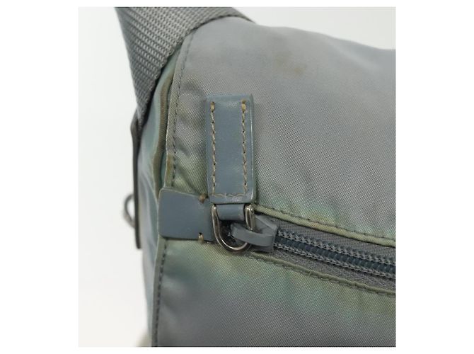 PRADA Schultertasche aus Nylon Hellblau Silber Authentisch ki5926 - Ansicht 16
