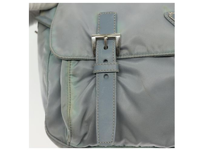 PRADA Schultertasche aus Nylon Hellblau Silber Authentisch ki5926 - Ansicht 17
