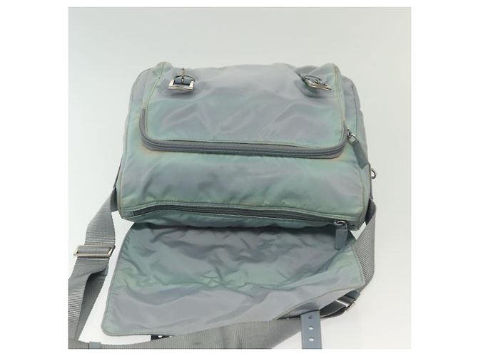 PRADA Schultertasche aus Nylon Hellblau Silber Authentisch ki5926 - Ansicht 19