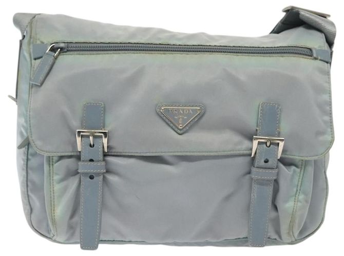 PRADA Schultertasche aus Nylon Hellblau Silber Authentisch ki5926 - Ansicht 2