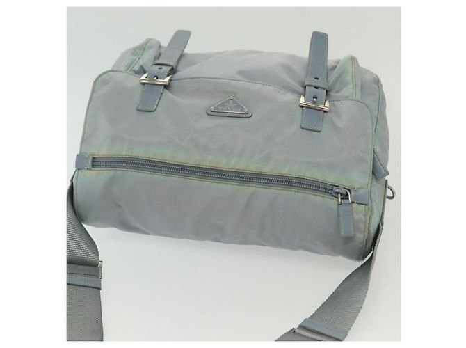 PRADA Schultertasche aus Nylon Hellblau Silber Authentisch ki5926 - Ansicht 7