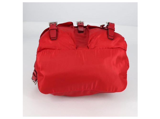 PRADA Backpack Nylon Red Silver Auth 137676 Silvery - view 10
