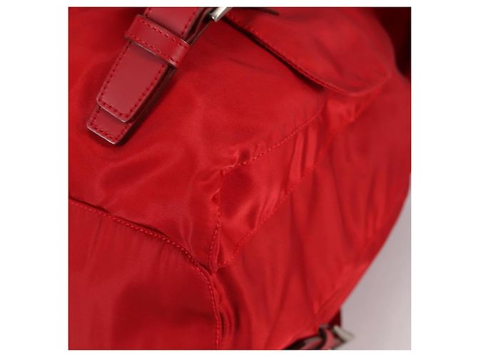 PRADA Backpack Nylon Red Silver Auth 137676 Silvery - view 12