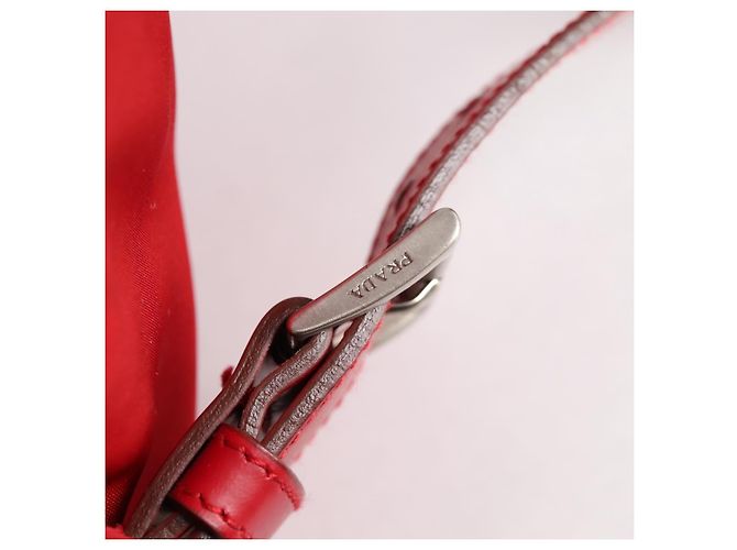 PRADA Backpack Nylon Red Silver Auth 137676 Silvery - view 16