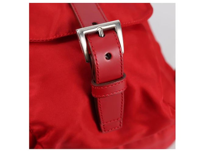 PRADA Backpack Nylon Red Silver Auth 137676 Silvery - view 18