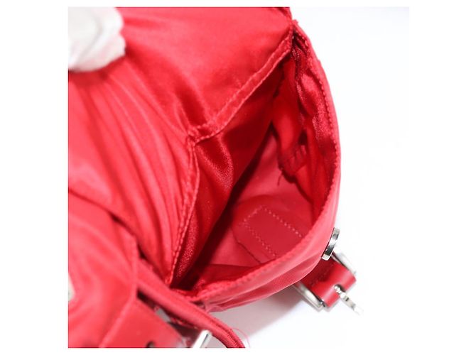 PRADA Backpack Nylon Red Silver Auth 137676 Silvery - view 19