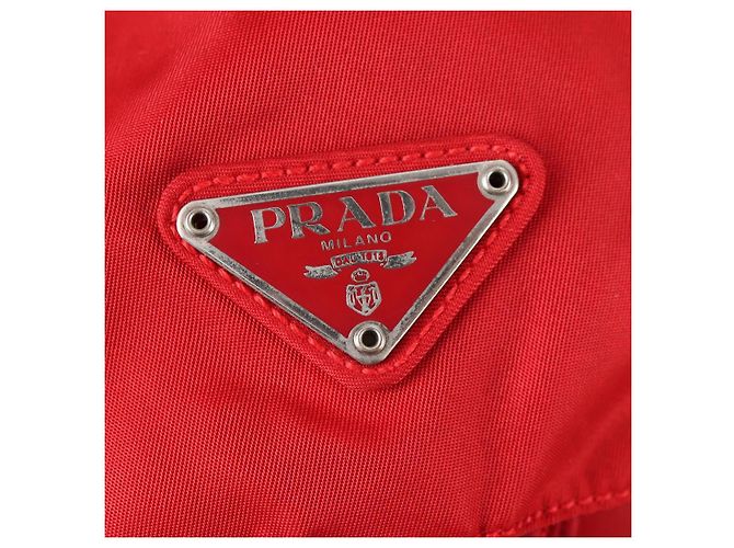 PRADA Backpack Nylon Red Silver Auth 137676 Silvery - view 20