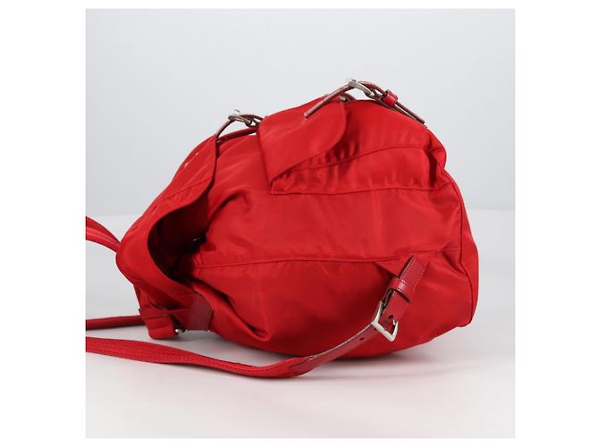 PRADA Backpack Nylon Red Silver Auth 137676 Silvery - view 5