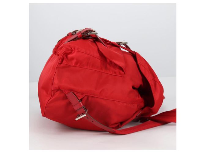 PRADA Backpack Nylon Red Silver Auth 137676 Silvery - view 6