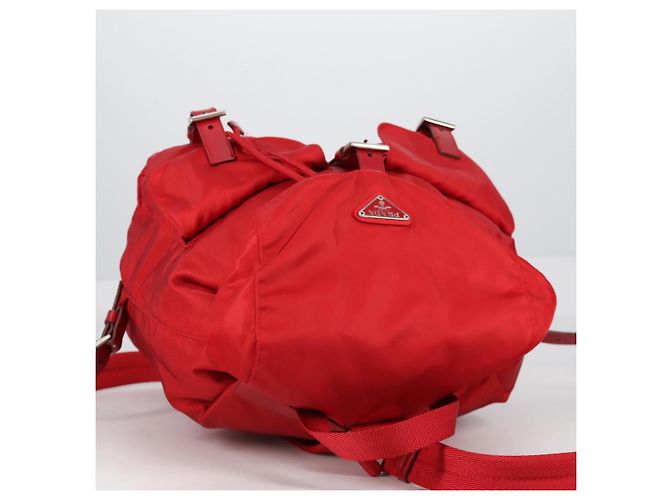 PRADA Backpack Nylon Red Silver Auth 137676 Silvery - view 7