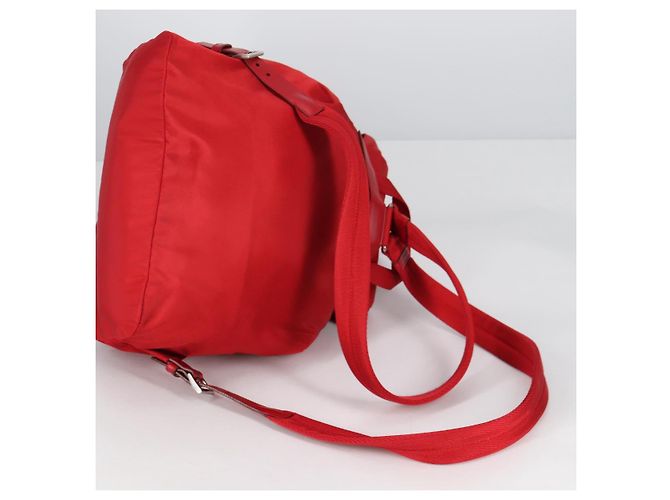 PRADA Backpack Nylon Red Silver Auth 137676 Silvery - view 8