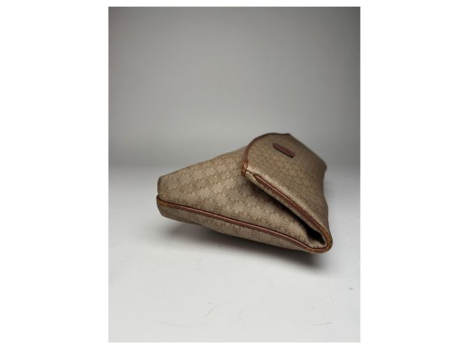 Triomphe Céline Clutch in Pelle Monogramma Celine Paris Vintage Beige Marrone - vista 10
