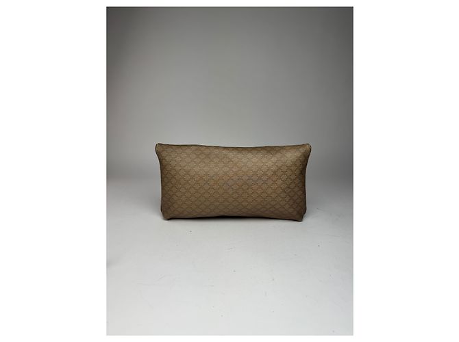 Triomphe Céline Clutch in Pelle Monogramma Celine Paris Vintage Beige Marrone - vista 2