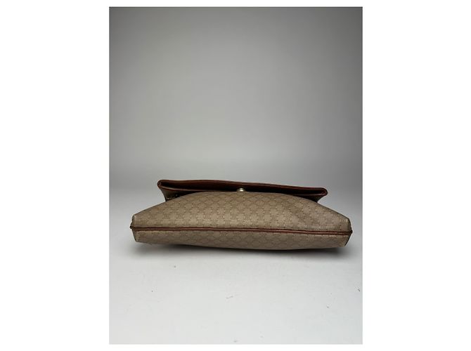 Triomphe Céline Clutch in Pelle Monogramma Celine Paris Vintage Beige Marrone - vista 8