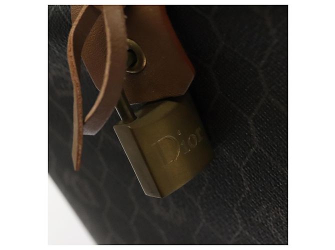 Borsa Boston in tela a nido d'ape PVC nera e oro Auth 135192 Christian Dior Nero D'oro - vista 14