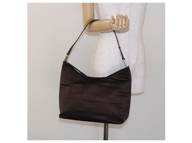 Borsa a Spalla GUCCI in Nylon Marrone Argento 001 3017 Auth 135184 - vista 23