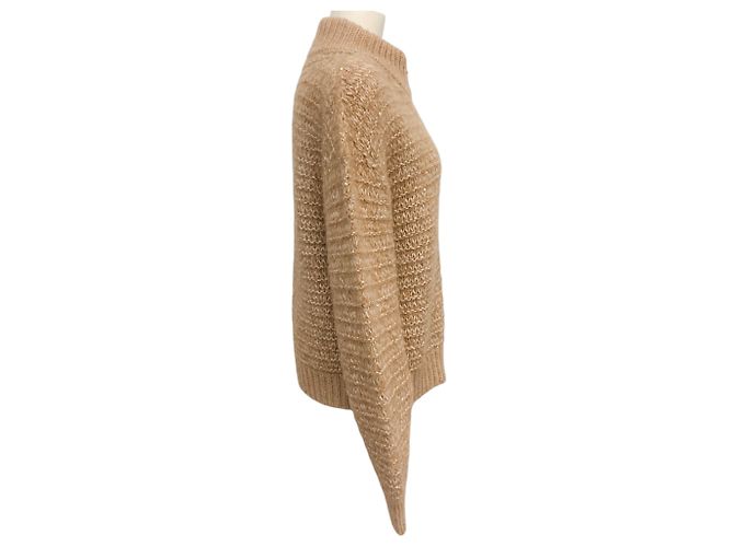 Pull zippé en alpaga beige avec sequins Peserico - vista 2