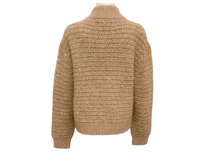 Pull zippé en alpaga beige avec sequins Peserico - vista 3