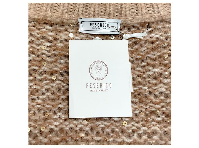 Pull zippé en alpaga beige avec sequins Peserico - vista 4