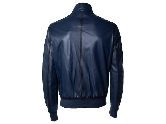 Chaqueta bomber de cuero azul marino Philipp Plein - vista 2
