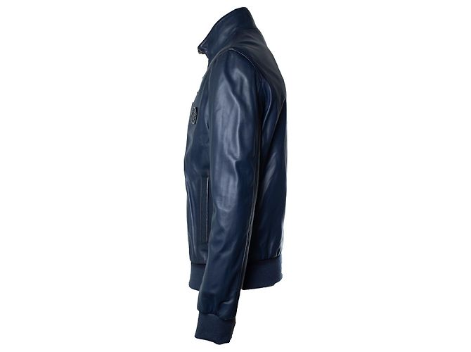 Chaqueta bomber de cuero azul marino Philipp Plein - vista 3