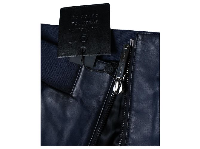 Chaqueta bomber de cuero azul marino Philipp Plein - vista 8