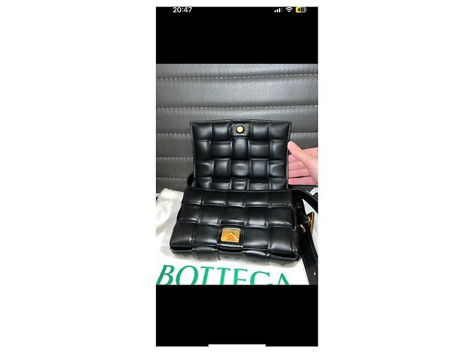 Borsa Bottega Veneta Mini Cassette Imbottita in agnello nera Nero - vista 4