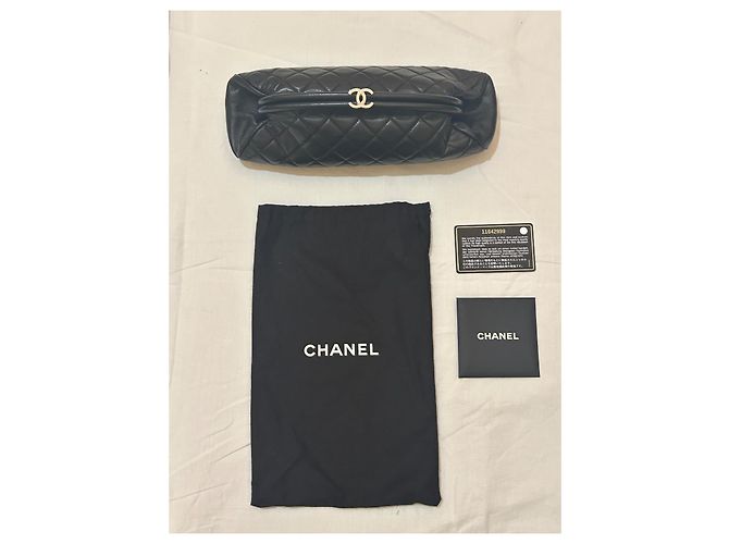 Pochette Chanel in pelle nera trapuntata Nero - vista 10