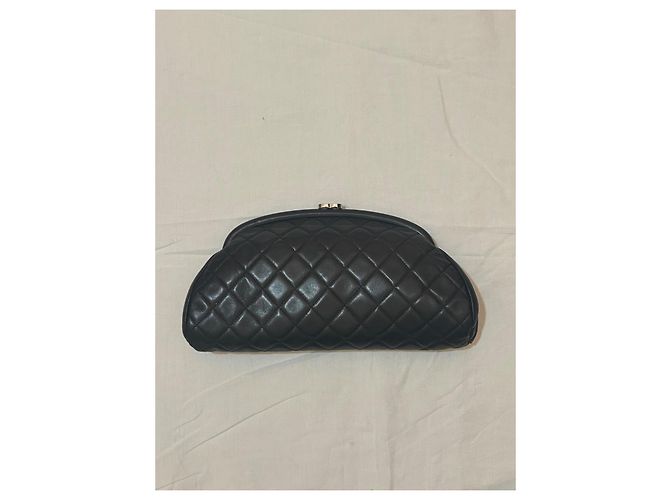 Pochette Chanel in pelle nera trapuntata Nero - vista 2
