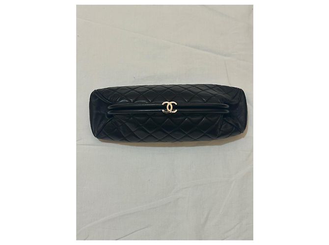 Pochette Chanel in pelle nera trapuntata Nero - vista 8