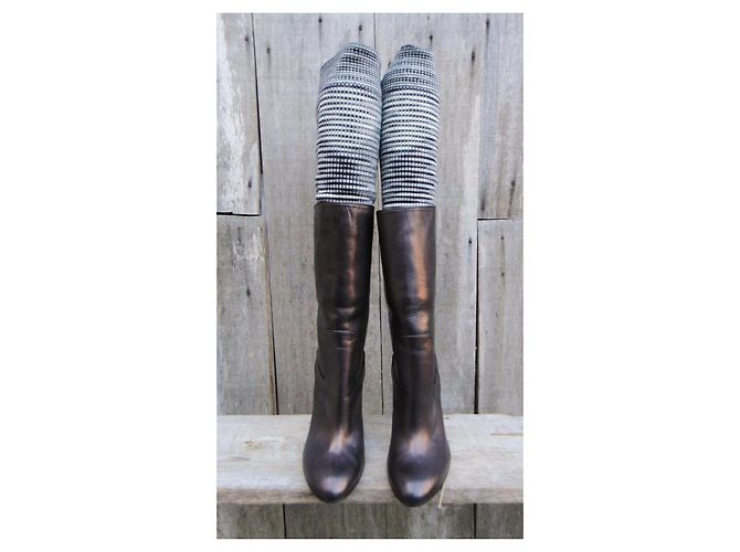 Botas Missoni de cuero bronce y malla - vista 4