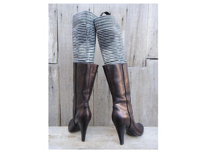 Botas Missoni de cuero bronce y malla - vista 6