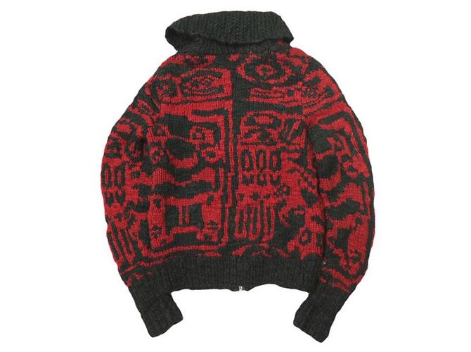 Ralph Lauren CARDIGÁN DE LANA CON CUELLO CHALE NATIVE TEJIDO A MANO RRL Negro Roja - vista 2