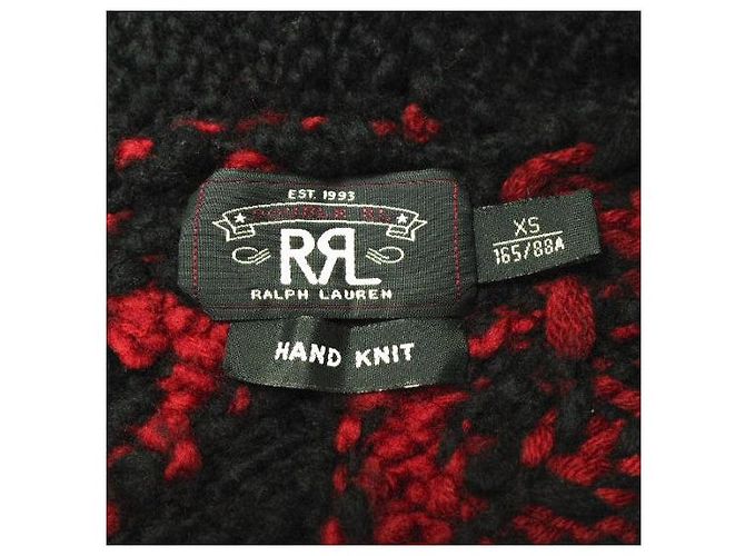 Ralph Lauren CARDIGÁN DE LANA CON CUELLO CHALE NATIVE TEJIDO A MANO RRL Negro Roja - vista 3