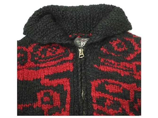 Ralph Lauren CARDIGÁN DE LANA CON CUELLO CHALE NATIVE TEJIDO A MANO RRL Negro Roja - vista 4