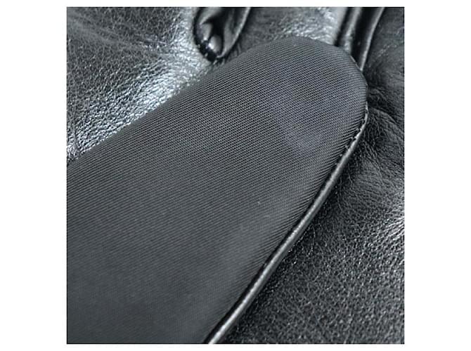 Guantes de cuero con logo triangular Prada Negro - vista 6